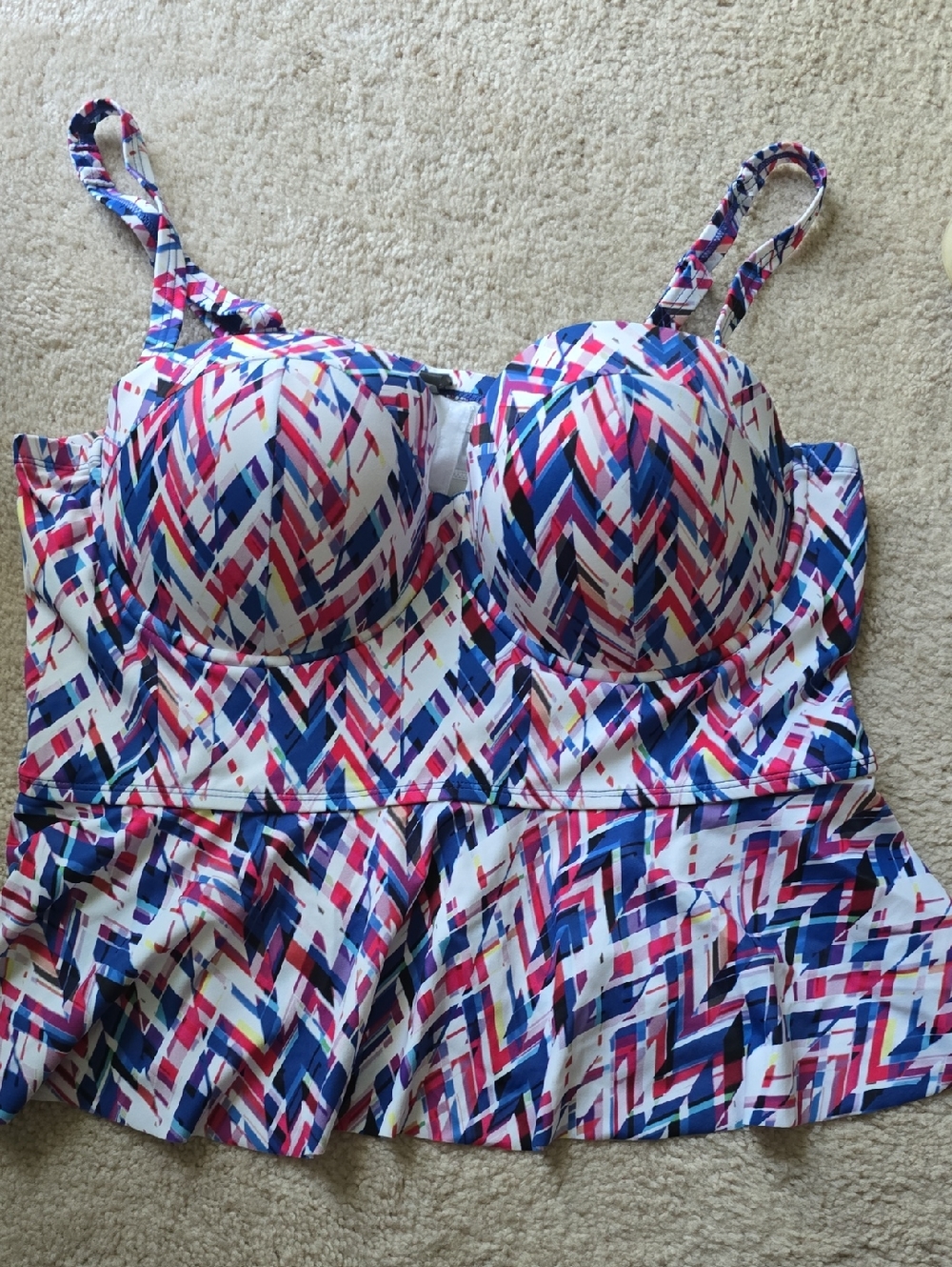 Torrid Multicolor Geometric Swim Tankini Top - Size 3